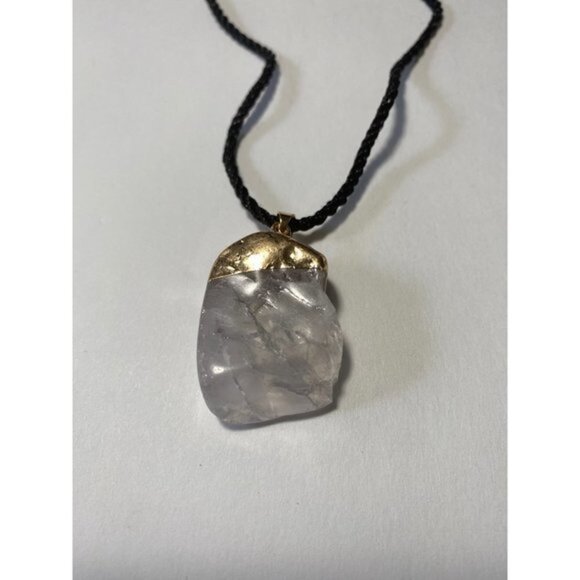 Inside Natural Raw Crude Rock Cloudy Quartz Crystal Pendant Necklace - Picture 3 of 7